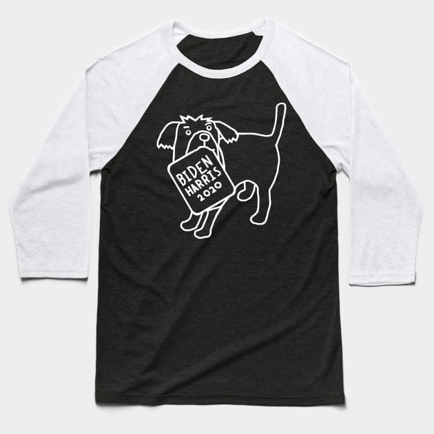Whiteline Cute Dog with Biden Harris Sign Baseball T-Shirt by ellenhenryart